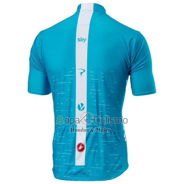 Sky Ropa Ciclismo Culotte Corto 2018 Mangas Cortas Azul Blanco